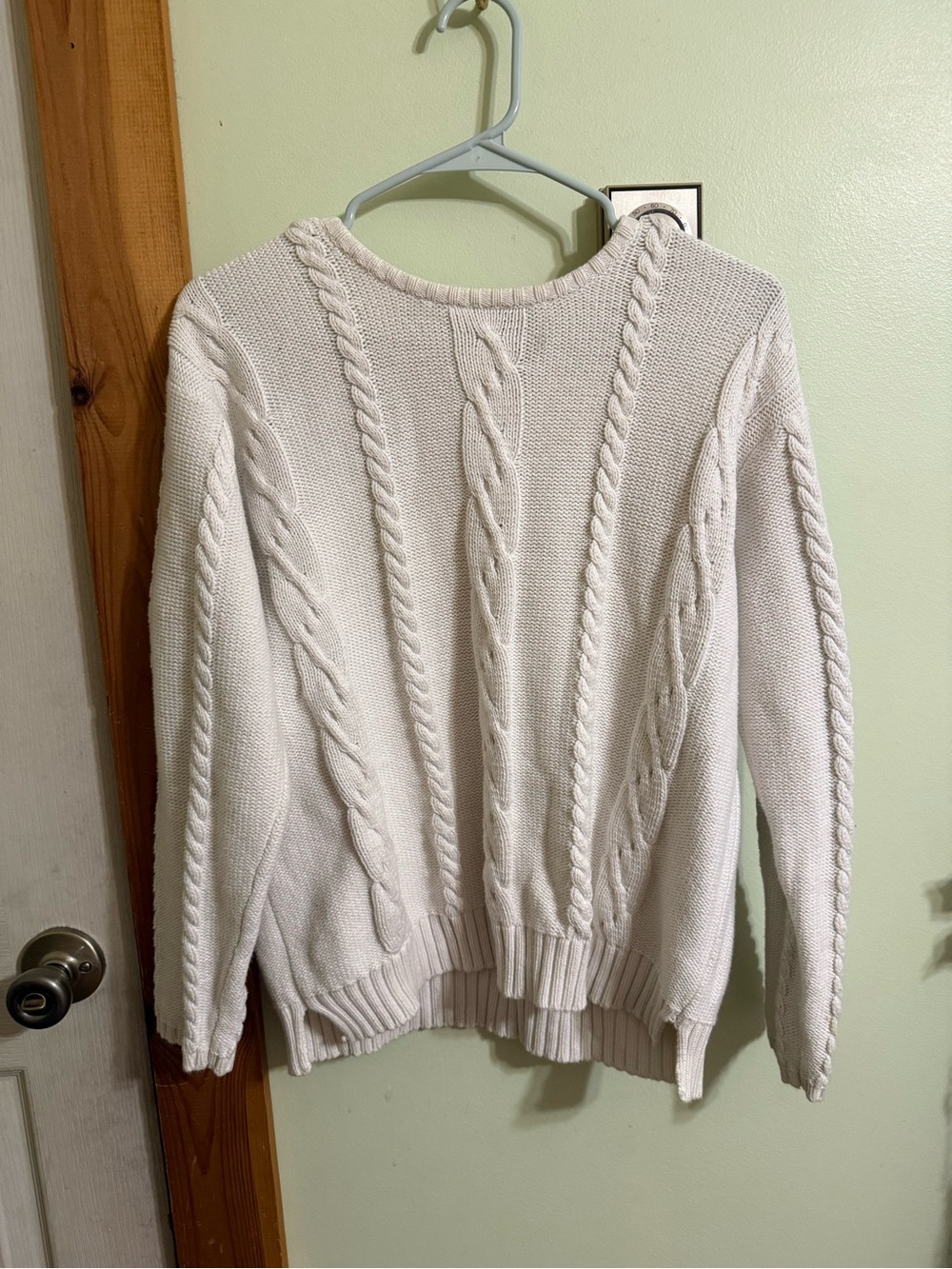 Women's Cream Cable Crewneck Sweater
